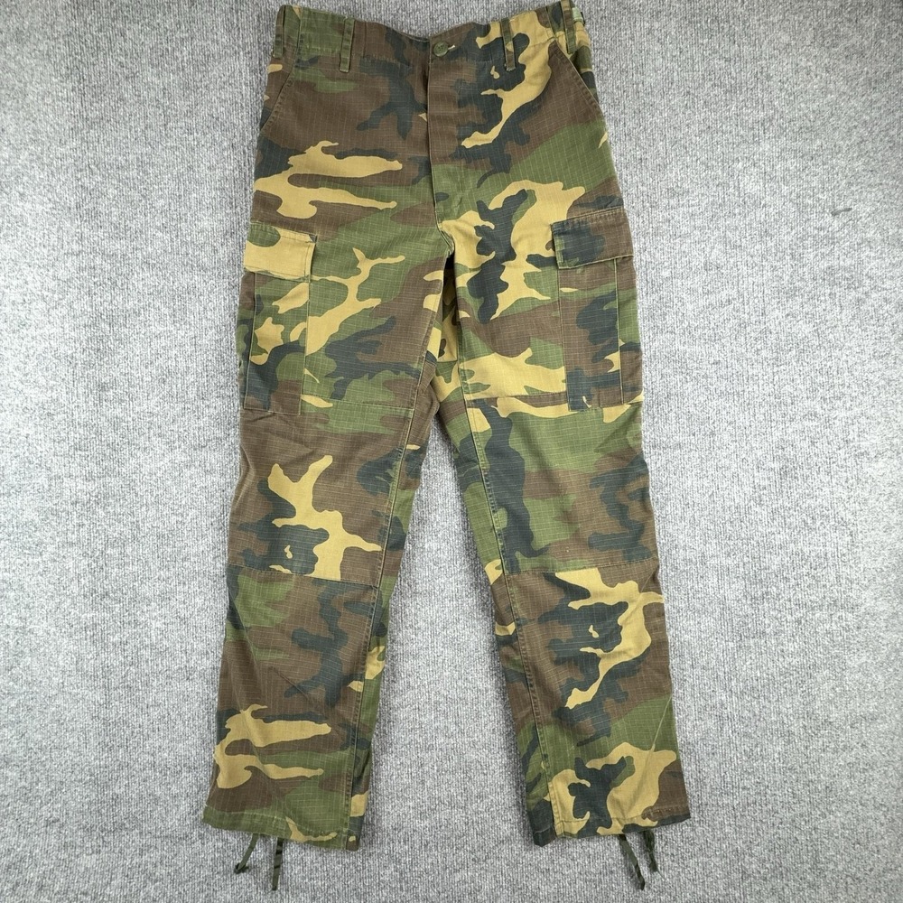 Woodland Camo Cargo Pants Mens 34x31 Multicolor Army Cotton Ripstop Tactical